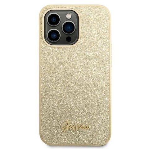 Etui Guess Glitter Script na iPhone 14 Pro - złote Guess