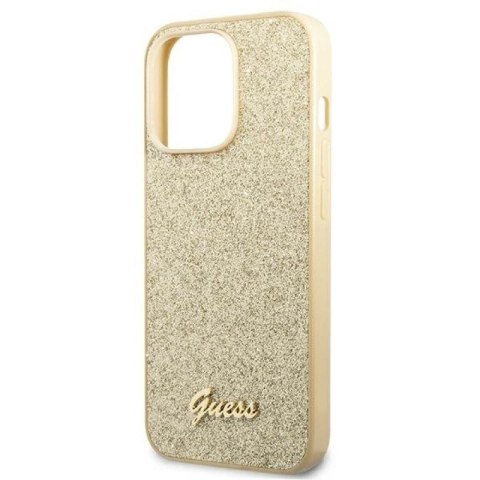 Etui Guess Glitter Script na iPhone 14 Pro - złote Guess