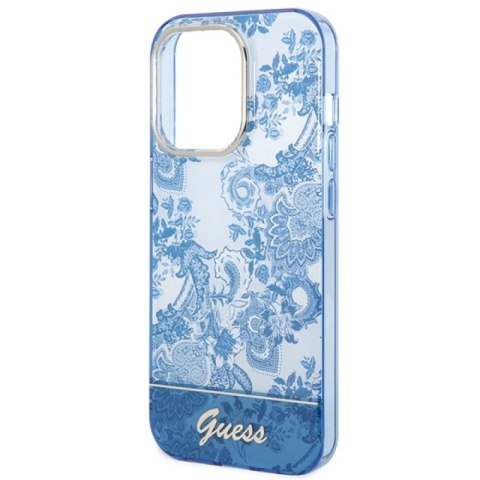 Etui Guess Porcelain Collection na iPhone 14 Pro - niebieskie Guess
