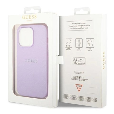Etui Guess Saffiano Strap na iPhone 14 Pro - fioletowe Guess