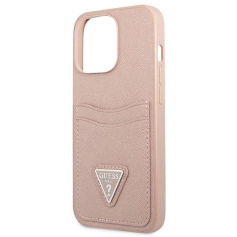 Etui Guess Saffiano Triangle Logo Cardslot na iPhone 13 Pro / iPhone 13 - różowe Guess