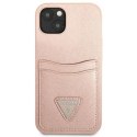 Etui Guess Saffiano Triangle Logo Cardslot na iPhone 13 mini - różowe Guess