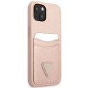 Etui Guess Saffiano Triangle Logo Cardslot na iPhone 13 mini - różowe Guess
