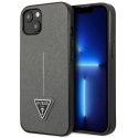 Etui Guess Saffiano Triangle Logo na iPhone 13 mini - srebrne Guess
