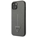 Etui Guess Saffiano Triangle Logo na iPhone 13 mini - srebrne Guess