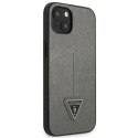 Etui Guess Saffiano Triangle Logo na iPhone 13 mini - srebrne Guess