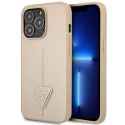Etui Guess Saffiano Triangle Logo na iPhone 14 Pro - beżowe Guess