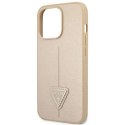 Etui Guess Saffiano Triangle Logo na iPhone 14 Pro - beżowe Guess