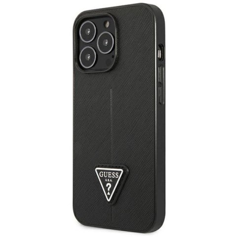 Etui Guess Saffiano Triangle Logo na iPhone 14 Pro - czarne Guess