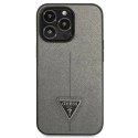 Etui Guess Saffiano Triangle Logo na iPhone 14 Pro - srebrne Guess