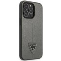 Etui Guess Saffiano Triangle Logo na iPhone 14 Pro - srebrne Guess