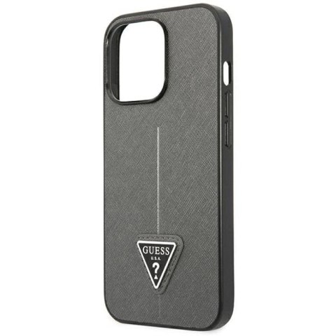 Etui Guess Saffiano Triangle Logo na iPhone 14 Pro - srebrne Guess