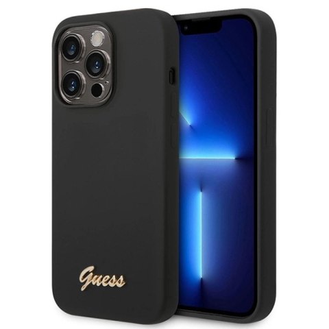 Etui Guess Silicone Vintage Gold Logo na iPhone 14 Pro - czarne Guess