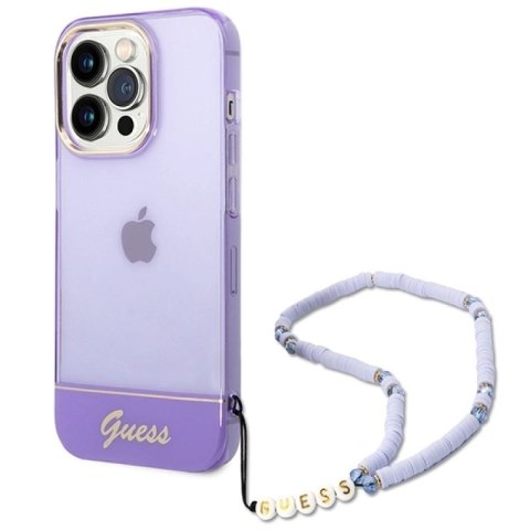 Etui Guess Translucent Pearl Strap na iPhone 14 Pro - fioletowe Guess