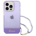 Etui Guess Translucent Pearl Strap na iPhone 14 Pro - fioletowe Guess