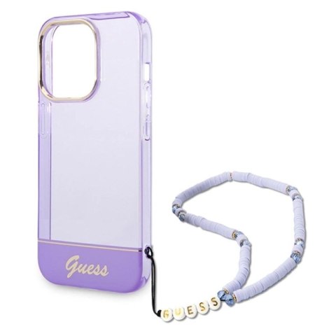 Etui Guess Translucent Pearl Strap na iPhone 14 Pro - fioletowe Guess