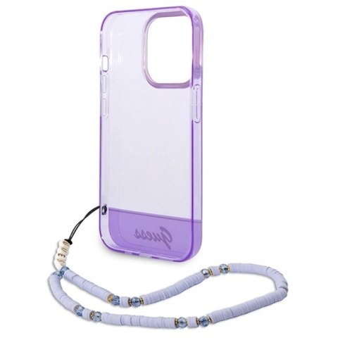 Etui Guess Translucent Pearl Strap na iPhone 14 Pro - fioletowe Guess