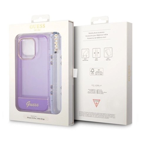 Etui Guess Translucent Pearl Strap na iPhone 14 Pro - fioletowe Guess