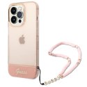 Etui Guess Translucent Pearl Strap na iPhone 14 Pro - różowe Guess