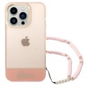 Etui Guess Translucent Pearl Strap na iPhone 14 Pro - różowe Guess
