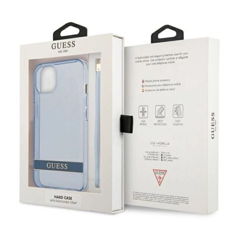 Etui Guess Translucent Strap na iPhone 13 mini - niebieskie Guess