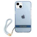 Etui Guess Translucent Strap na iPhone 13 - niebieskie Guess