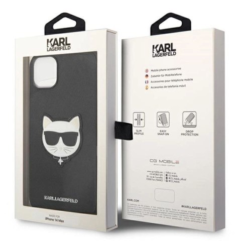 Etui Karl Lagerfeld Saffiano Choupette Head Patch na iPhone 14 Plus - czarne Karl Lagerfeld