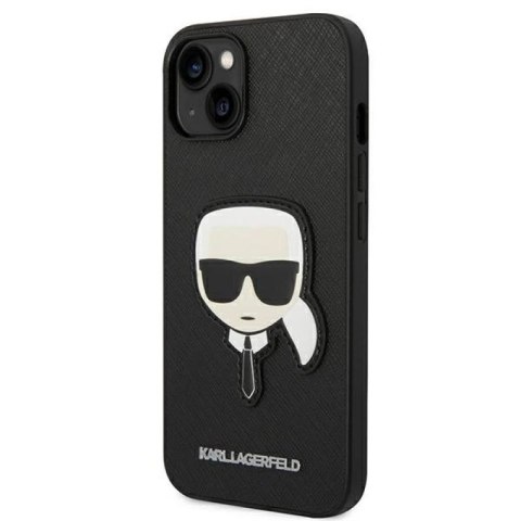Etui Karl Lagerfeld Saffiano Karl's Head Patch na iPhone 14 Plus - czarne Karl Lagerfeld