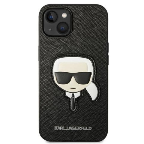 Etui Karl Lagerfeld Saffiano Karl's Head Patch na iPhone 14 Plus - czarne Karl Lagerfeld