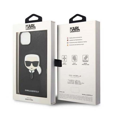 Etui Karl Lagerfeld Saffiano Karl's Head Patch na iPhone 14 Plus - czarne Karl Lagerfeld