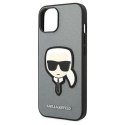 Etui Karl Lagerfeld Saffiano Karl's Head Patch na iPhone 14 Plus - srebrne Karl Lagerfeld