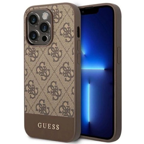 Guess GUHCP14LG4GLBR iPhone 14 Pro 6,1" brązowy/brown hard case 4G Stripe Collection Guess