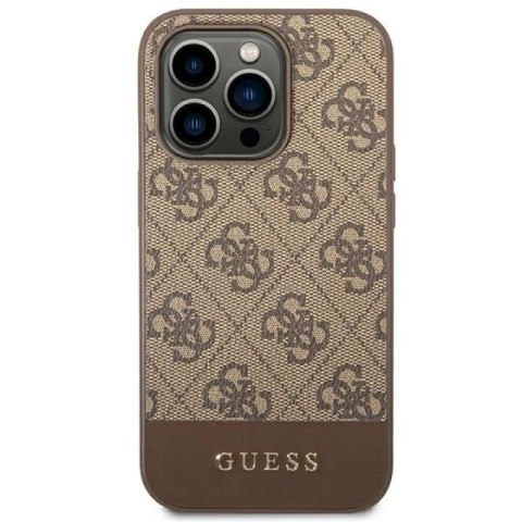 Guess GUHCP14LG4GLBR iPhone 14 Pro 6,1" brązowy/brown hard case 4G Stripe Collection Guess