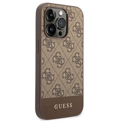 Guess GUHCP14LG4GLBR iPhone 14 Pro 6,1" brązowy/brown hard case 4G Stripe Collection Guess