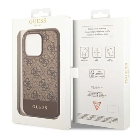 Guess GUHCP14LG4GLBR iPhone 14 Pro 6,1" brązowy/brown hard case 4G Stripe Collection Guess