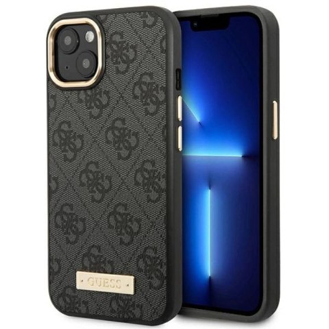 Etui Guess 4G Logo Plate MagSafe na iPhone 14 Plus - czarne Guess