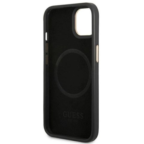 Etui Guess 4G Logo Plate MagSafe na iPhone 14 Plus - czarne Guess