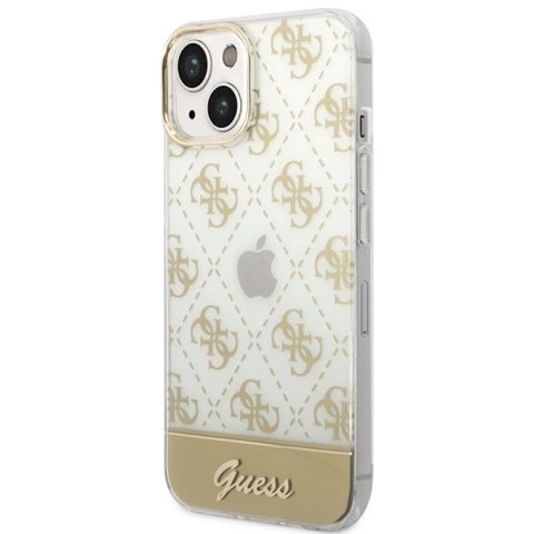 Etui Guess 4G Pattern Script na iPhone 14 Plus - złote Guess