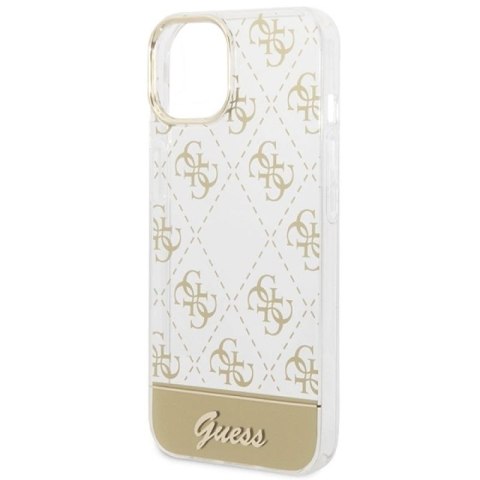 Etui Guess 4G Pattern Script na iPhone 14 Plus - złote Guess