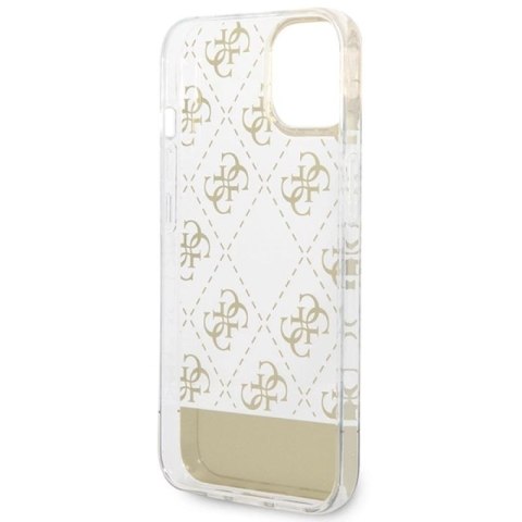 Etui Guess 4G Pattern Script na iPhone 14 Plus - złote Guess