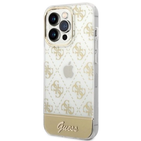 Etui Guess 4G Pattern Script na iPhone 14 Pro Max - złote Guess