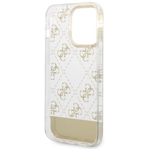 Etui Guess 4G Pattern Script na iPhone 14 Pro Max - złote Guess