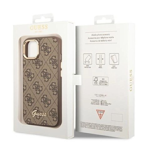 Etui Guess 4G Vintage Gold Logo na iPhone 14 Plus - brązowe Guess
