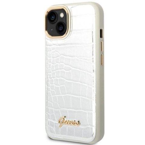 Etui Guess Croco Collection na iPhone 14 Plus - srebrne Guess