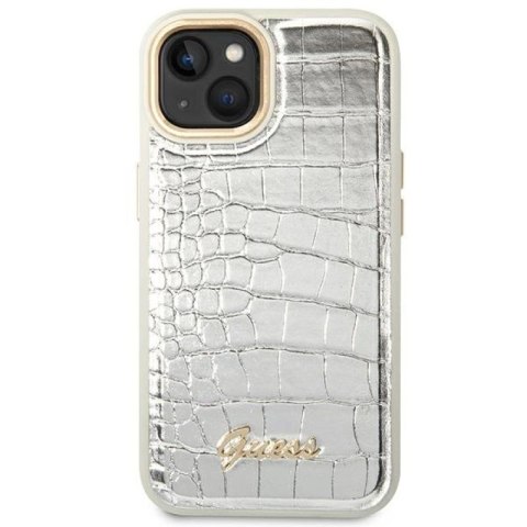 Etui Guess Croco Collection na iPhone 14 Plus - srebrne Guess