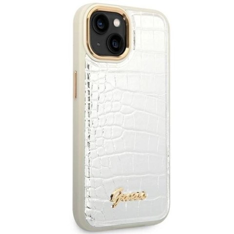 Etui Guess Croco Collection na iPhone 14 Plus - srebrne Guess
