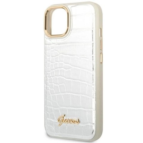 Etui Guess Croco Collection na iPhone 14 Plus - srebrne Guess