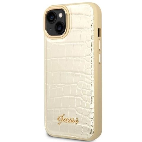Etui Guess Croco Collection na iPhone 14 Plus - złote Guess