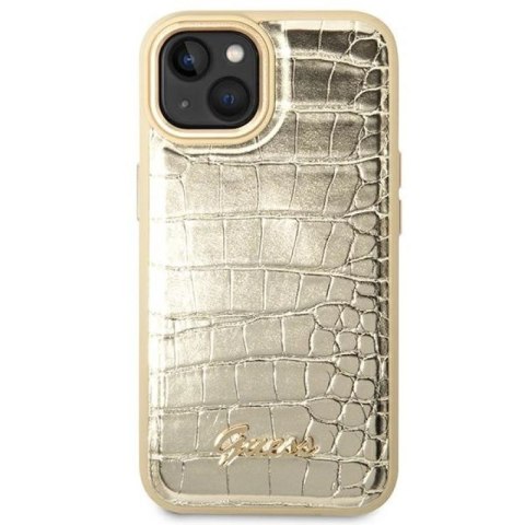 Etui Guess Croco Collection na iPhone 14 Plus - złote Guess