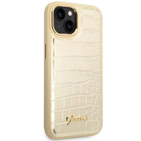 Etui Guess Croco Collection na iPhone 14 Plus - złote Guess